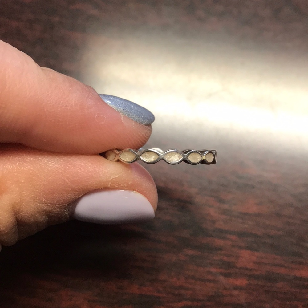 Pandora White Enamel Twist Ring